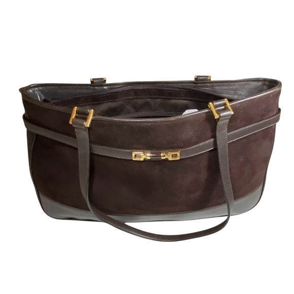 Vintage St. John Brown Suede Leather Old Money Classic Quiet Luxury Shoulder Bag - Picture 6 of 10